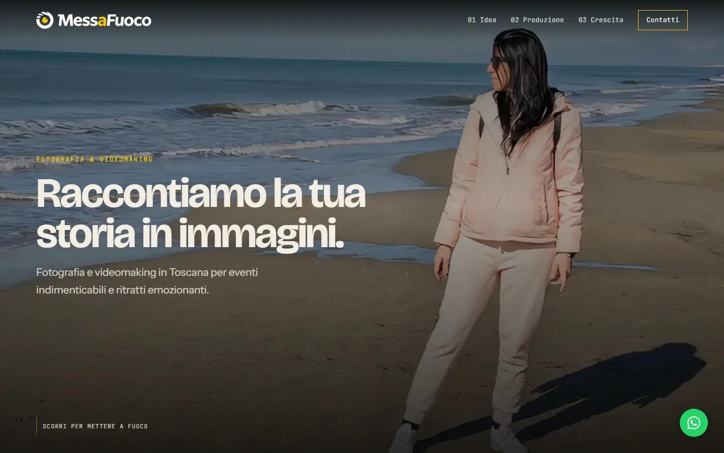 La home di messafuoco.it, sito progettato da Kimgraf